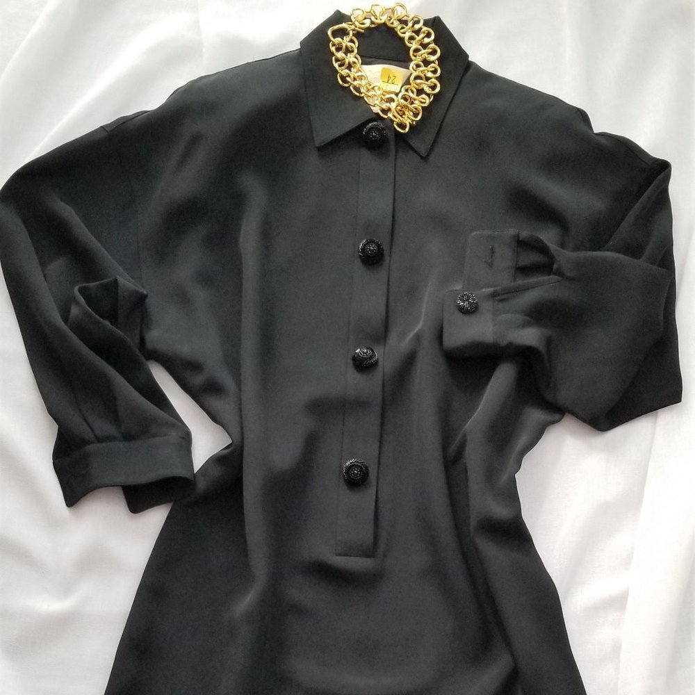 Ricki Freeman Black Silk Eveningwear Dress, Size 12